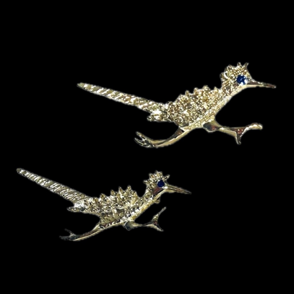 Vintage Road Runner Bird Brooches 2” & 1 3/4”